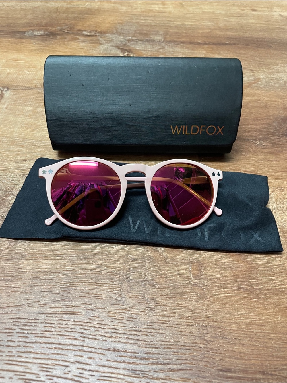 Wildfox Pink Frame Sunglasses with Pink Mirrored Lenses